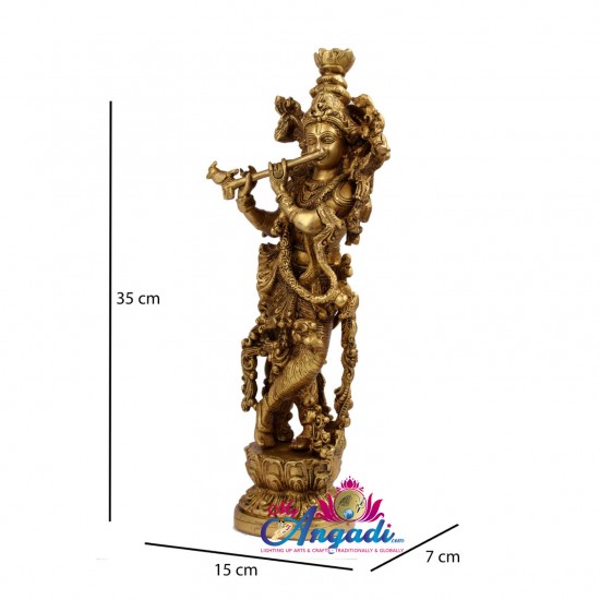 Krishna Fluting  Brass Statue