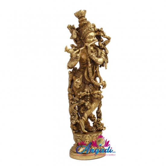 Krishna Fluting  Brass Statue