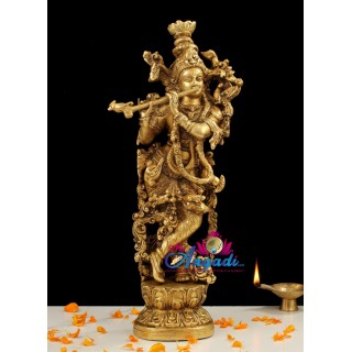 Krishna Fluting  Brass Statue