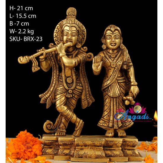 Radha Krishna Brass Statue