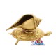 Conch On Tortoise Brass Statue