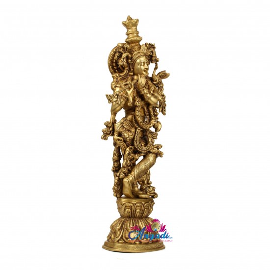 Krishna Fluting  Brass Statue