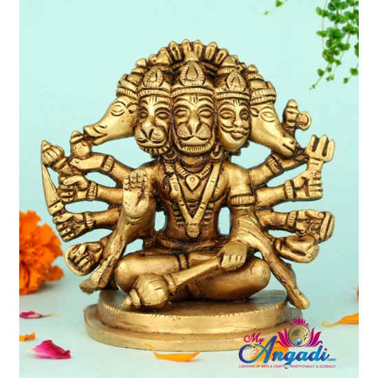 Panchamuga Anjaneya Brass Statue