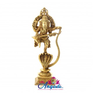 Ganesha Dancing On Snake Brass Statue