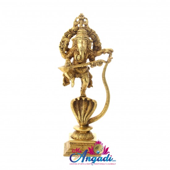 Ganesha Dancing On Snake Brass Statue