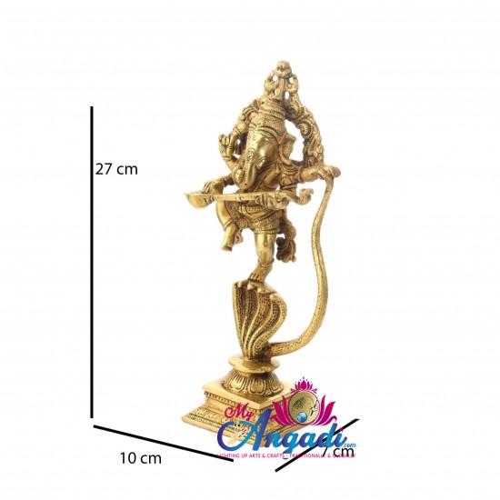 Ganesha Dancing On Snake Brass Statue