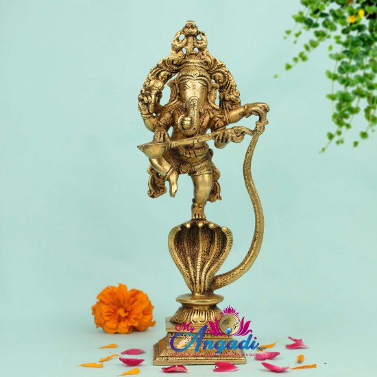 Ganesha Dancing On Snake Brass Statue Ganesha Dancing On Snake Brass Statue