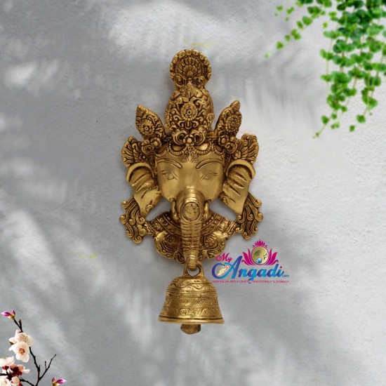 Ganesha Face Hanging Brass Statue