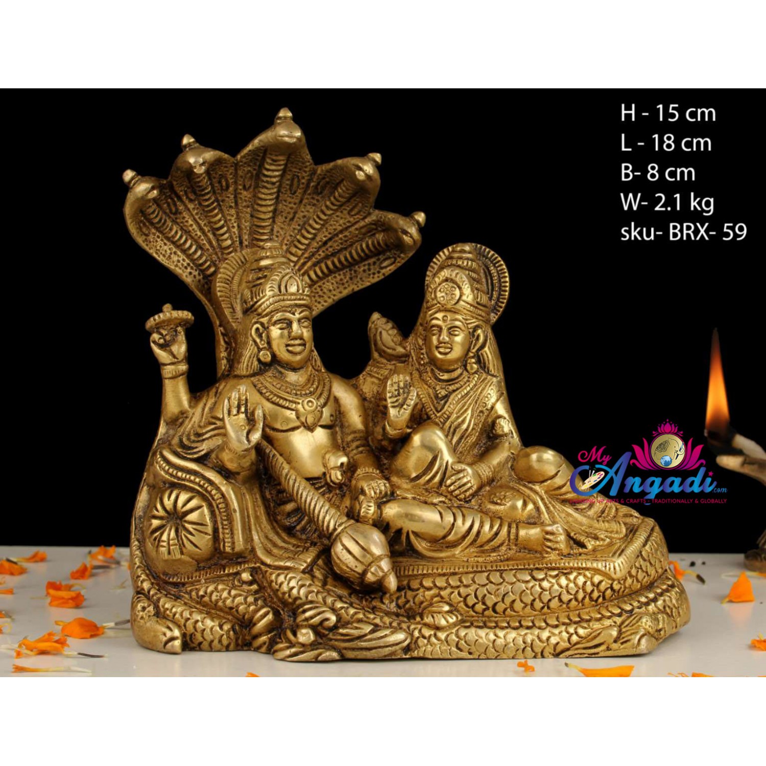 Vishnu Lakshmi Brass Statue