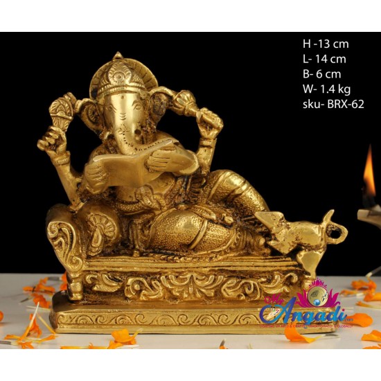 Ganesha Reading Book Brass statue Ganesha Reading Book Brass statue