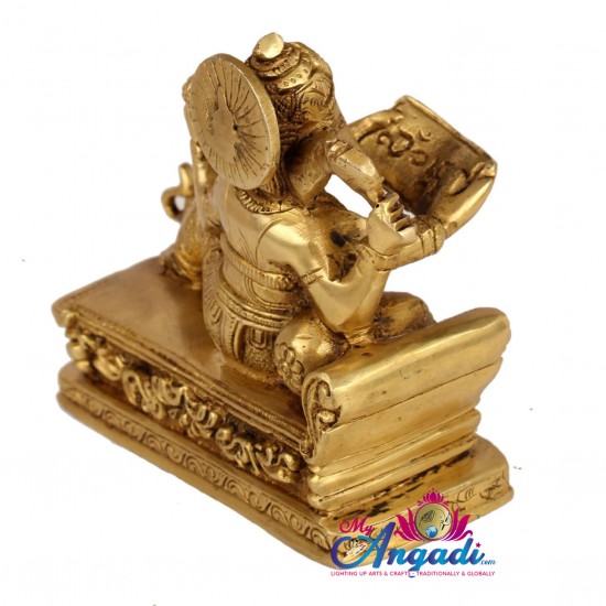 Ganesha Reading Book Brass statue Ganesha Reading Book Brass statue
