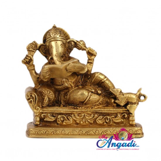 Ganesha Reading Book Brass statue Ganesha Reading Book Brass statue
