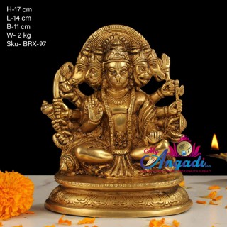 Panchamuga Anjaneya Brass Statue