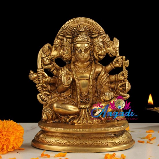 Panchamuga Anjaneya Brass Statue