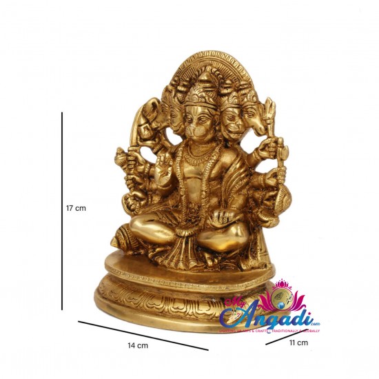 Panchamuga Anjaneya Brass Statue