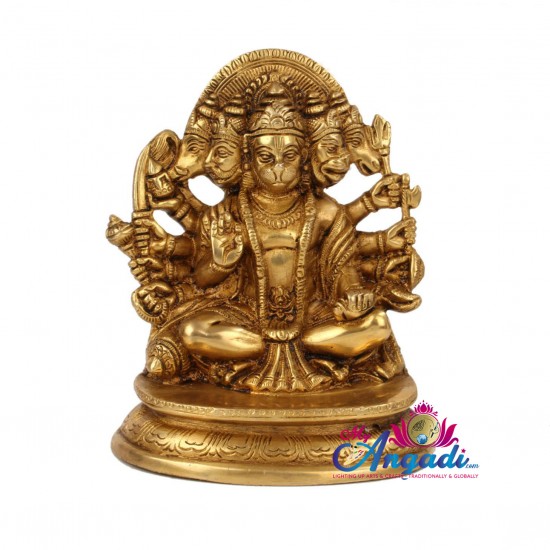 Panchamuga Anjaneya Brass Statue