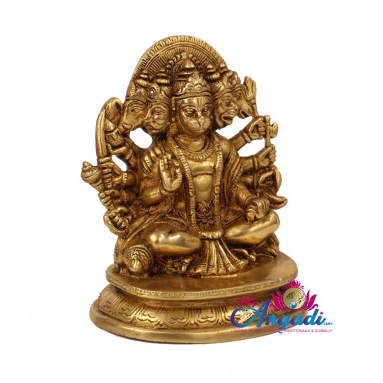 Panchamuga Anjaneya Brass Statue