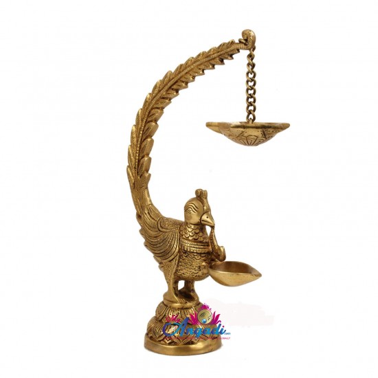 Brass Hanging Peacock Lamp