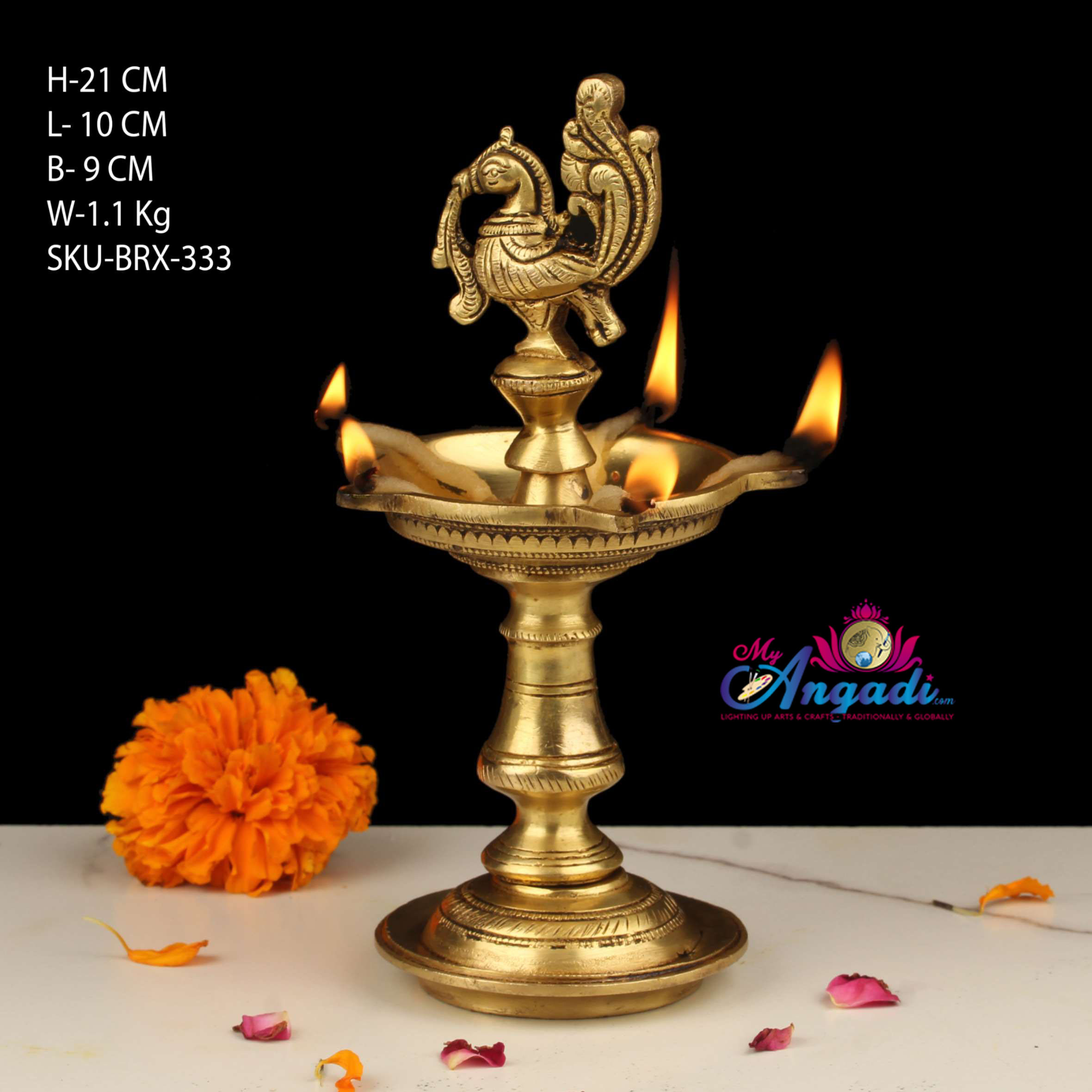 Brass Peacock Small Kuthuvilakku MyAngadi