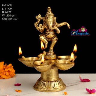 Brass Narthana Ganesha Lamp