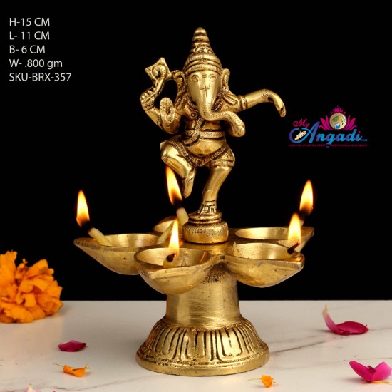 Brass Narthana Ganesha Lamp Brass Narthana Ganesha Lamp