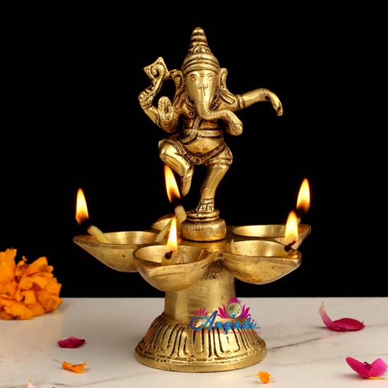 Brass Narthana Ganesha Lamp