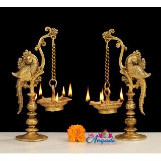 Brass Hanging Peacock Diya