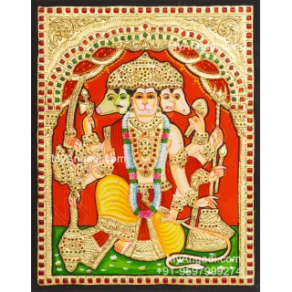Panchamuga Hanuman Tanjore Painting