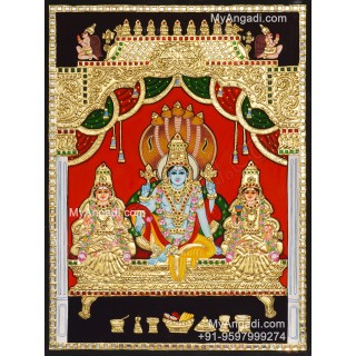 Vishnu Sri Devi Bhudevi Tanjore Painting