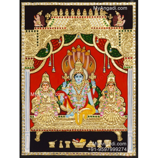 Vishnu Sri Devi Bhudevi Tanjore Painting