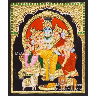 Shivan Family Tanjore Painting