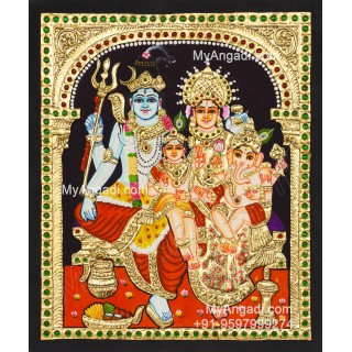 Shiva Family Tanjore Painting - Shiva Parivar