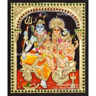 Shiva Family Tanjore Painting - Shiva Parivar