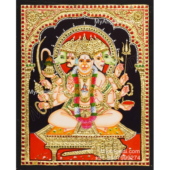 Panchamuga Hanuman Tanjore Painting