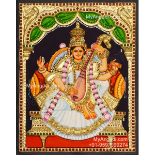 Saraswathi  3D Tanjore Painting