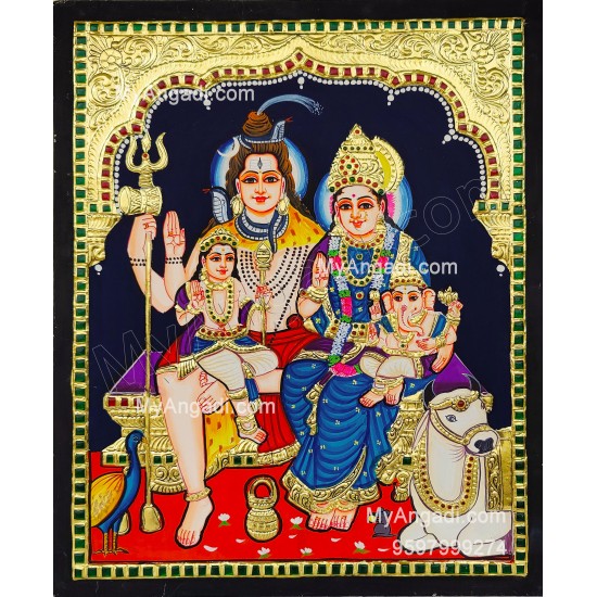 Shivan Family Tanjore Painting Shivan Family Tanjore Painting