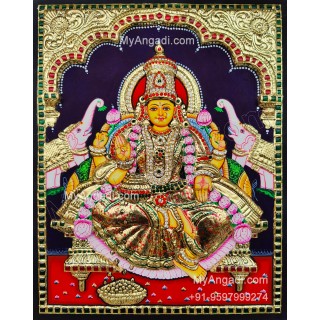 Gajalakshmi 3d Embossed Tanjore Painting