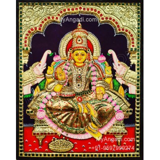 Gaja Lakshmi 3d Embossed Tanjore Painting