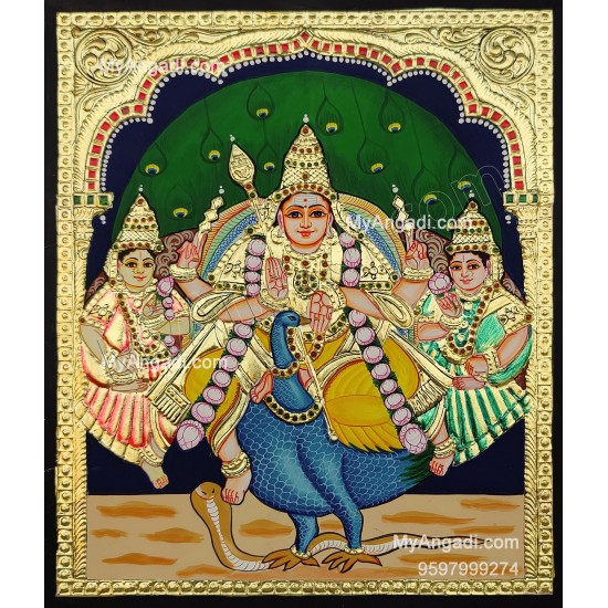 Murugan Valli Deivanai Tanjore Painting