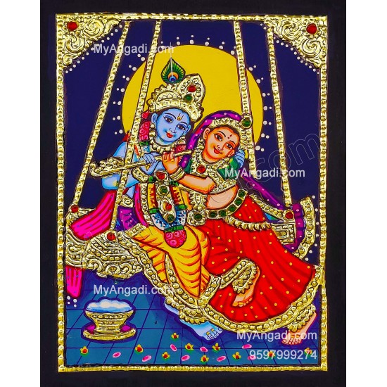 Radha Krishna Tanjore Painting, Krishna Tanjore Painting