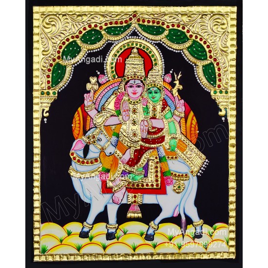 Pradosha Shivan Parvathi Tanjore Painting Pradosha Shivan Parvathi Tanjore Painting