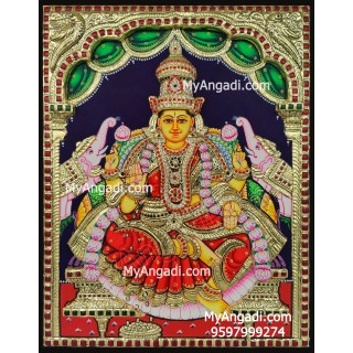 Gajalakshmi 3d Embossed Tanjore Painting