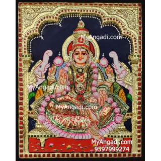 Gaja Lakshmi 3d Embossed Tanjore Painting