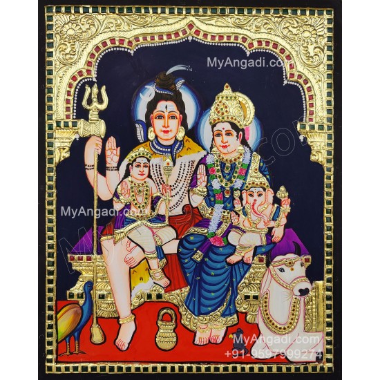 Shiva Family Tanjore Painting Shiva Family Tanjore Painting