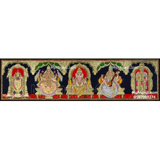 5 Panel Balaji Lakshmi Murugan Ganesha Saraswathi Tanjore Painting