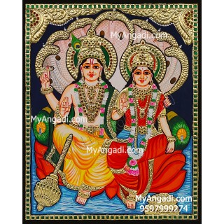 Vishnu and Lakshmi Tanjore Painting, Vishnu and Lakshmi Tanjore Painting