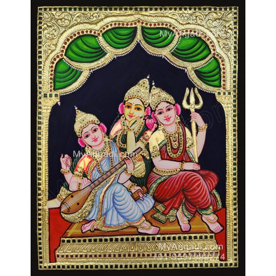 Durga Lakshmi Saraswathi Tanjore Painting