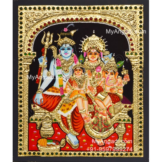 Shivan Family Tanjore Painting