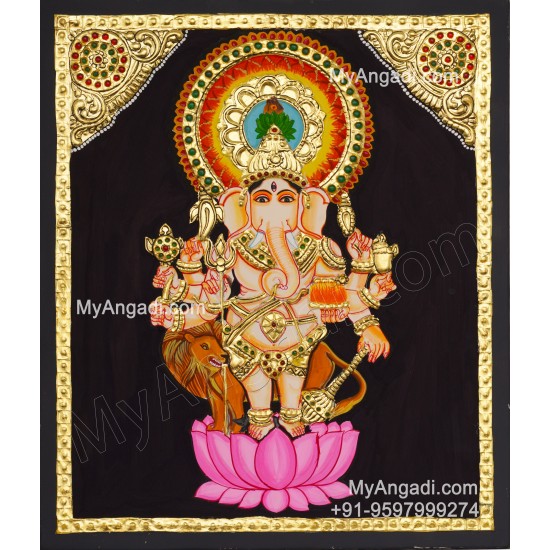 Kan Drishti Ganapathi Tanjore Painting