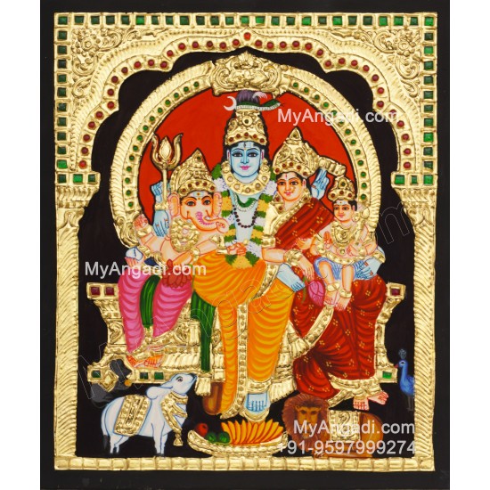 Shiva Family Tanjore Painting - Shiva Parivar